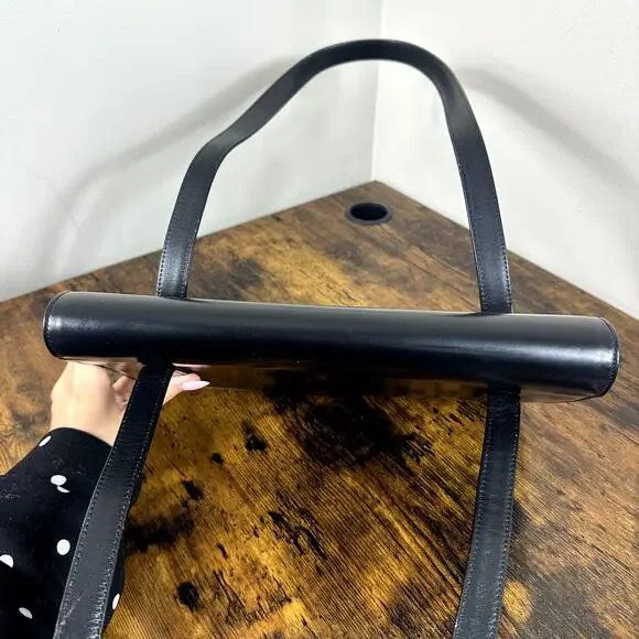 Burberry Nova Check Black Leather Shoulder Bag Authentic Vintage - Picture 14 of 16